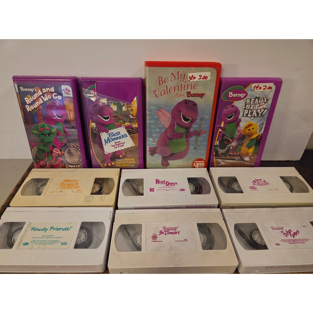 Barney & Friends VHS Lot 10 Tapes Be My Valentine Concert Outer Space Manners